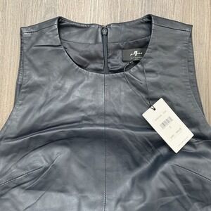 7 For All Mankind Leather Sleeveless Dress Dark Navy Blue(Black) Sz S MSRP $695‎